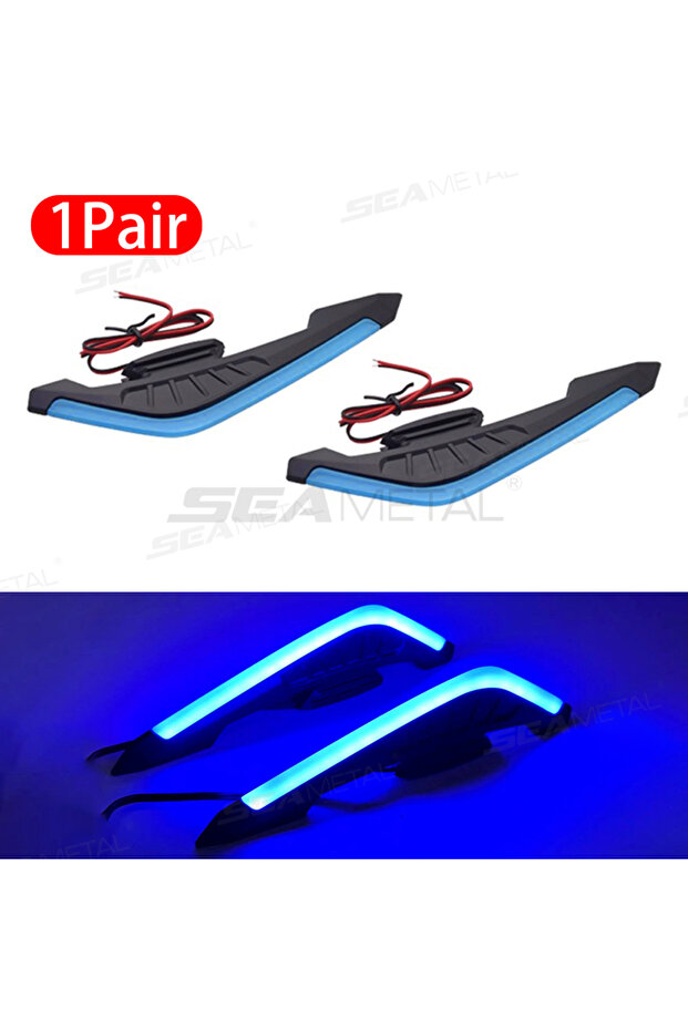طقم إضاءة LED جانبي للدراجات النارية من BLALION باللون الأزرق، مكون من قطعتين، أضواء جناح ديناميكية هوائية 12 فولت، سبويلر عالمي L