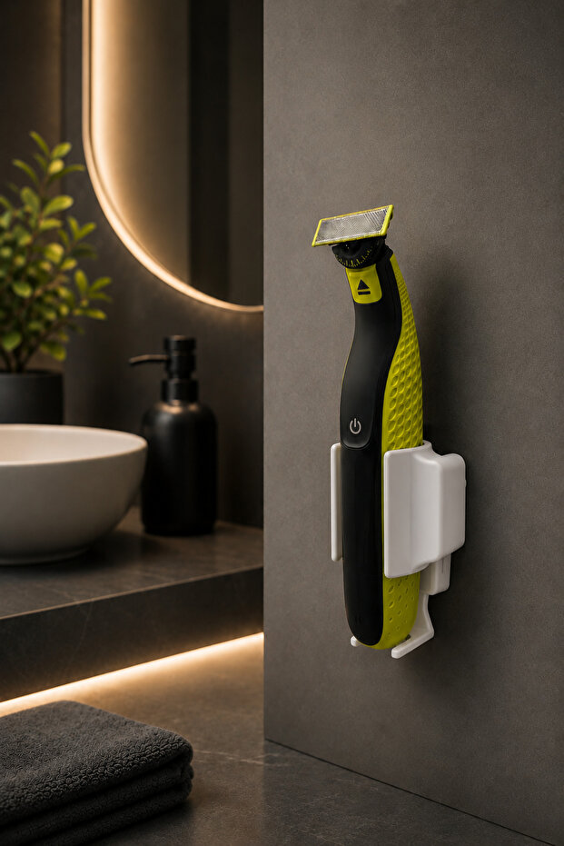 Oneblade Compatible Wall-Mounted Shaver Stand | Self-Tightening Wall Bracket | Bathroom Organizer