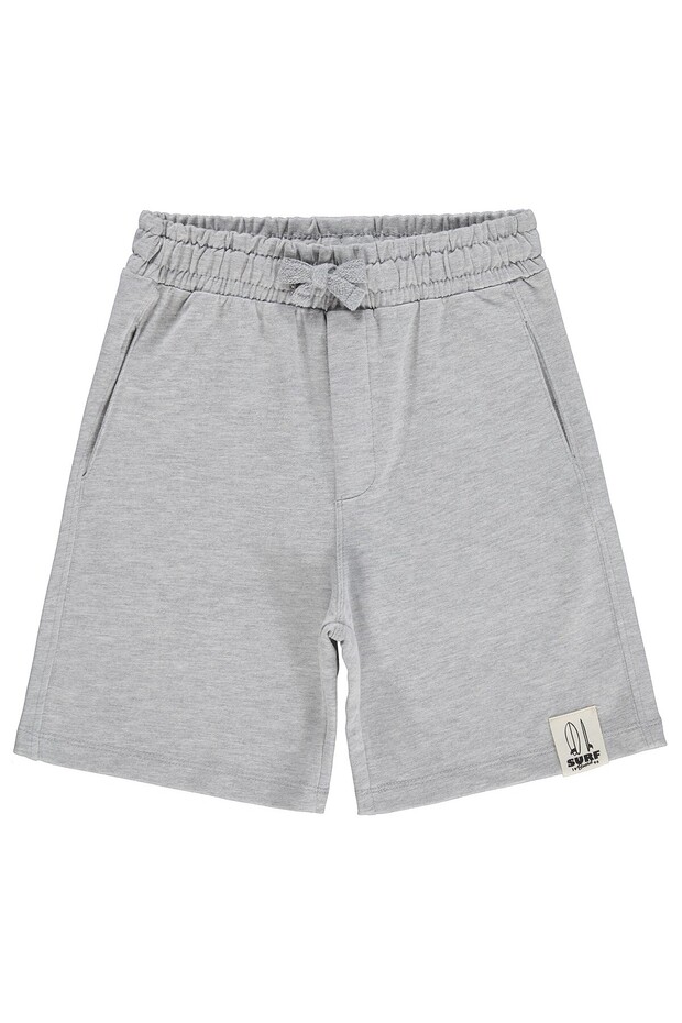 Basic Labelled Capri for 6-9 Years - Gray