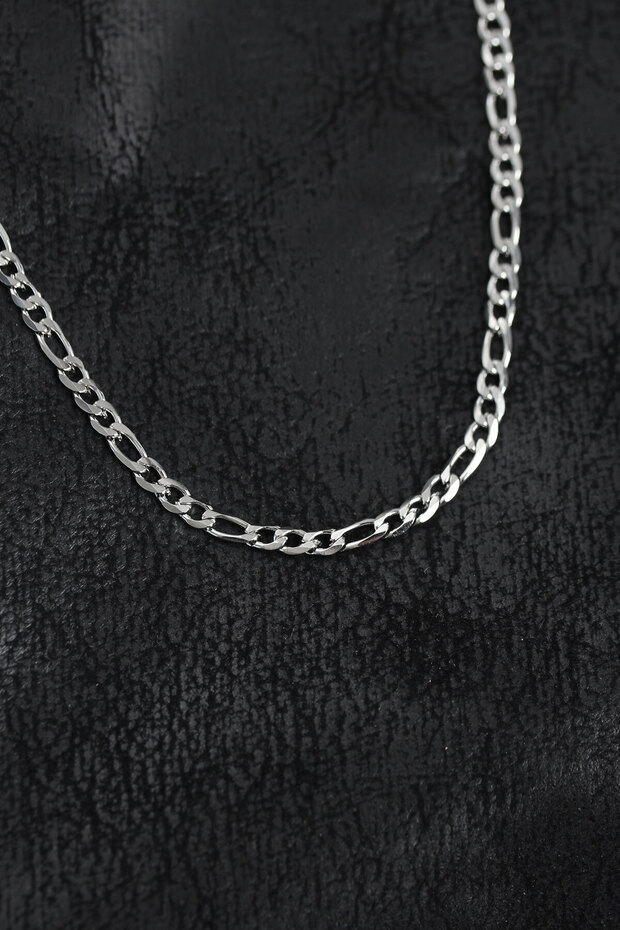 316L Steel Silver Color Thin Figaro Chain Model Men's Necklace