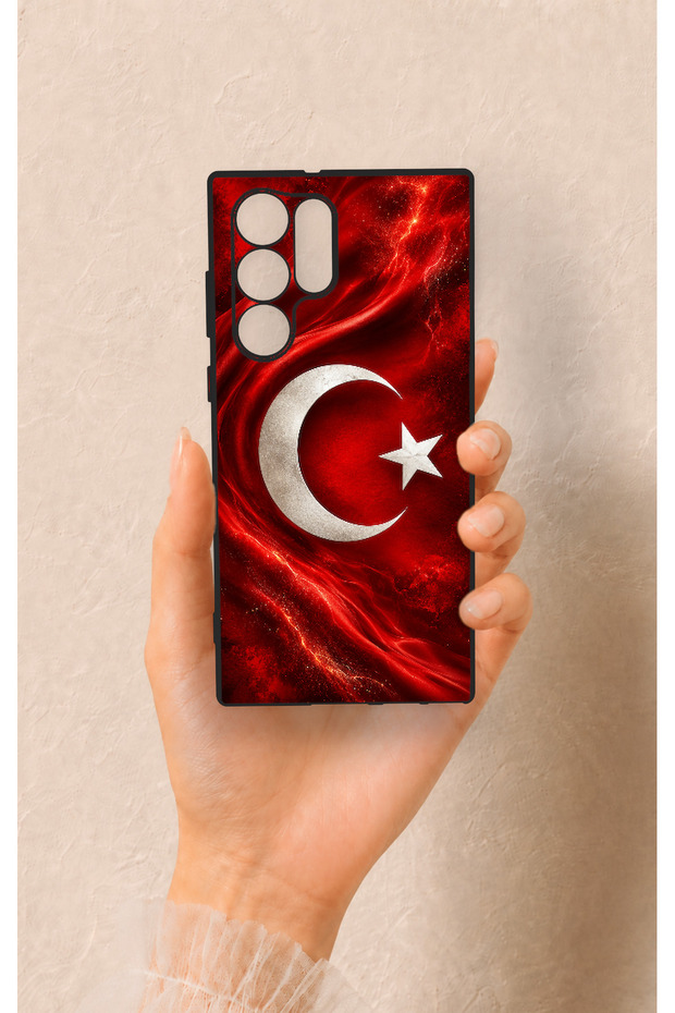 Samsung S22 Ultra Compatible Turkish Flag Patterned Silicone Case