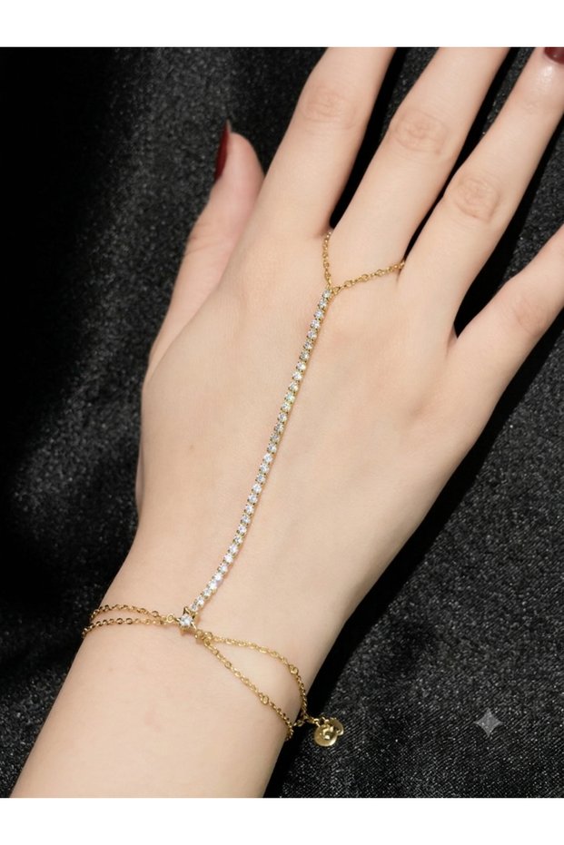 Zarafet Museum Women's Gold Steel Şahmeran - Zircon Stone Waterway Gold Şahmeran Bracelet