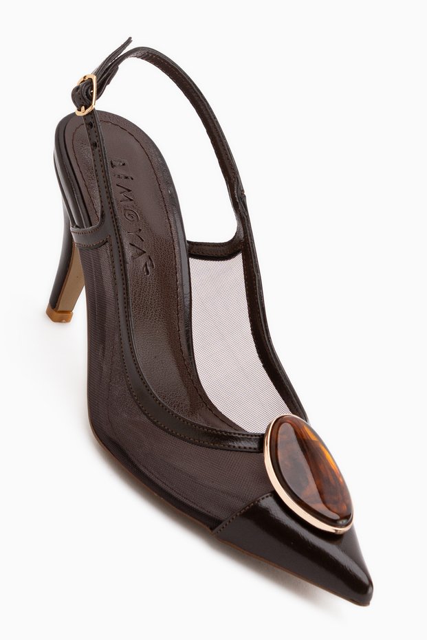 Norea Brown Buckle Women's Heeled Shoes