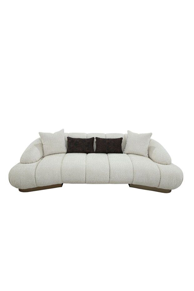 Demaris 3 Seater Fabric Sofa | Three Seat Sofas | L270xW123xH72cm - Light Brown