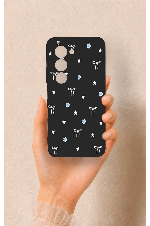 Redmi 15 5g Compatible Mini Bow Black Patterned Silicone Case