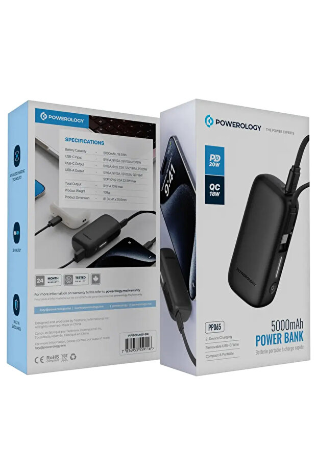 5000mAh Power Bank Black