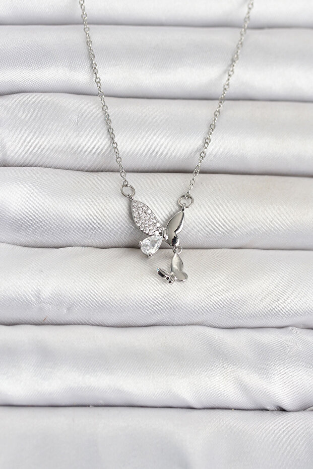 Chain Silver Color Butterfly Model Women's Necklace - Ebj260612W43983