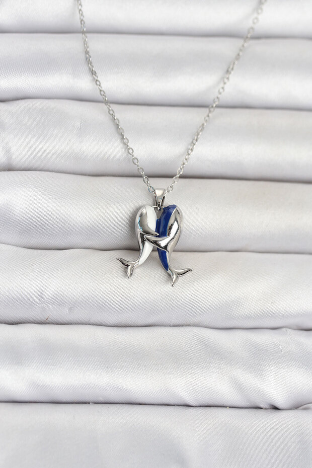 Chain Silver Color Dolphin Model Women's Necklace - Ebj260612W43962