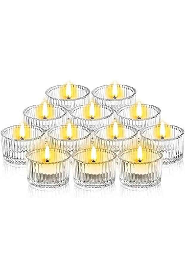 12pcs Clear Tealight Candle Holders,Glass Votive Candle Holders