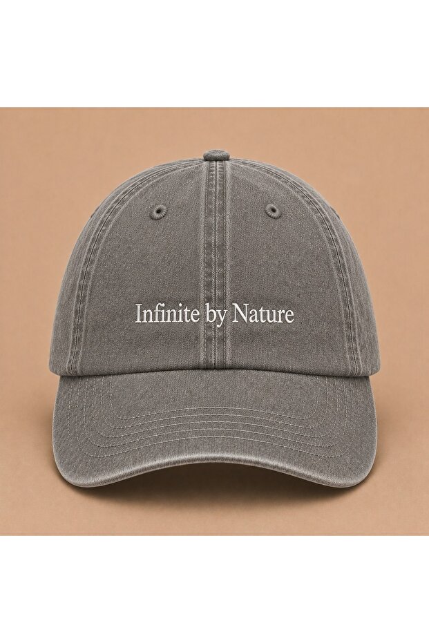 Women's Esthetic Infinite by Nature Written Vintage Washed Hat (Not Printed, Embroidered)