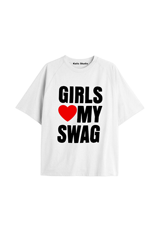 Girls My Swag Oversized T-Shirt White