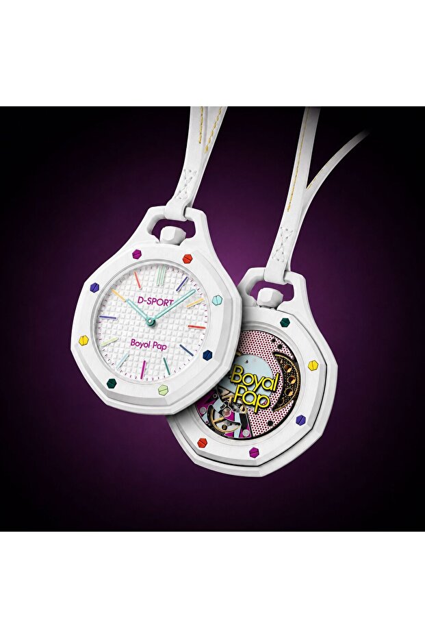 Royal Pop Bioceramic Watch Leather Strap Keychain & Bag Accessory Charm