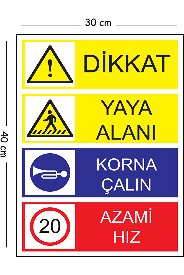 Metal Attention Pedestrian Area Ring the Bell Maximum Speed 20 30X40 cm A3 Warning Work Safety Sign