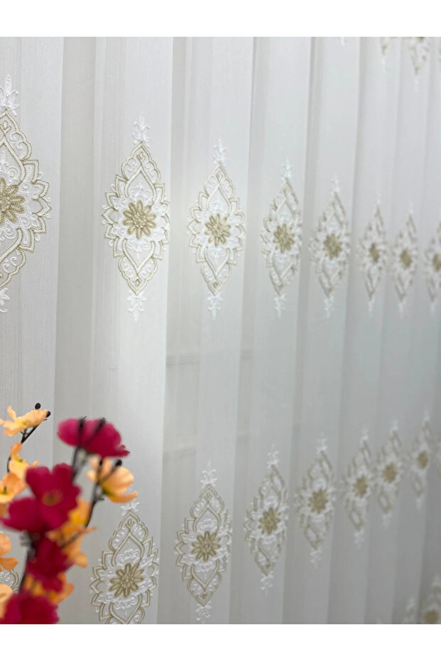 Beli̇nda 711 Gold 1/2,5 Pleated Tulle Curtain Apm