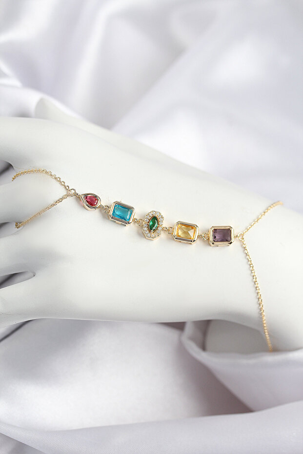 Brass Colorful Zircon Stone Model Gold Color Shahmeran Premium Stain Resistant Elegant