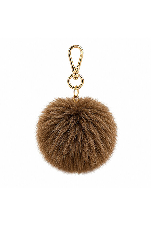 Brown Plush Pompom Keychain