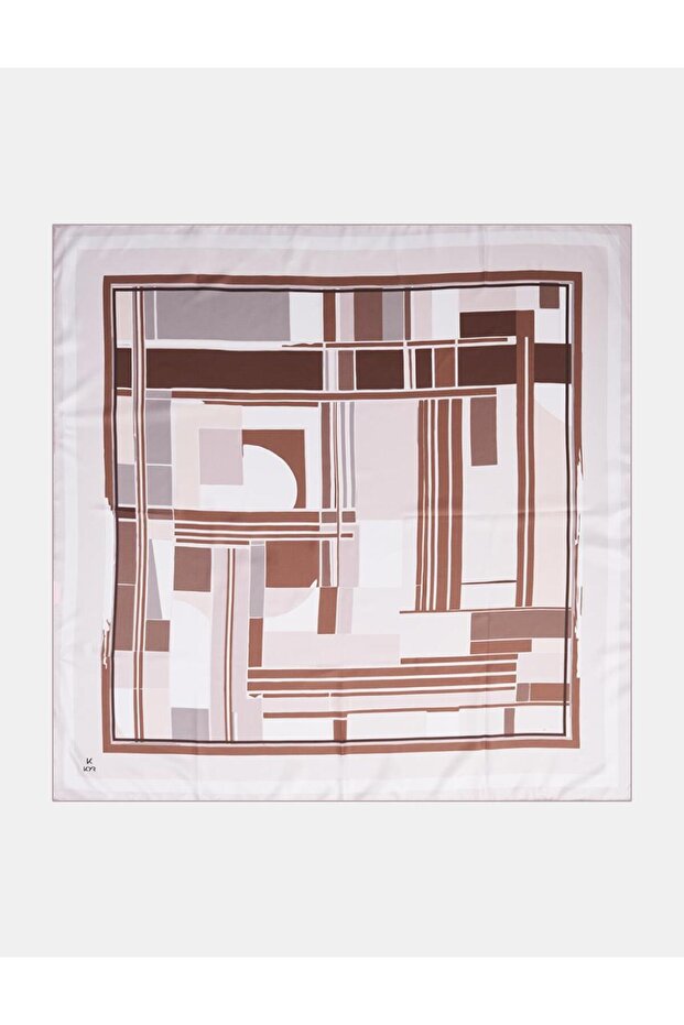 Geometric Pattern Scarf Light Brown