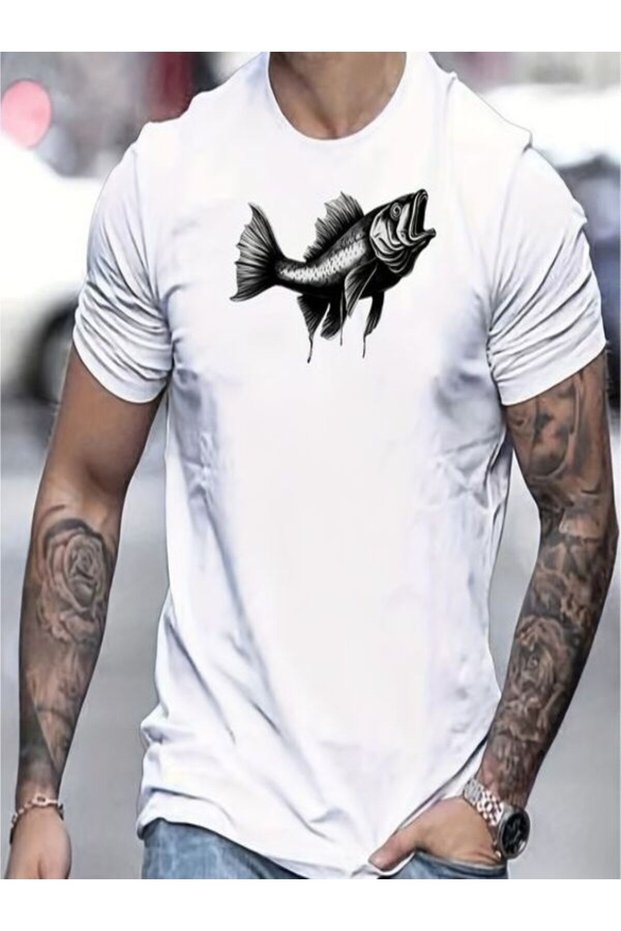 White Printed Men's T-Shirt