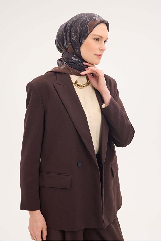 وشاح تينسل مونار بنمط شال بني 90x90