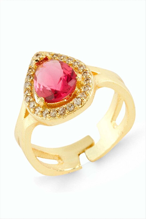 Metal Ring with Drop Zircon Stone