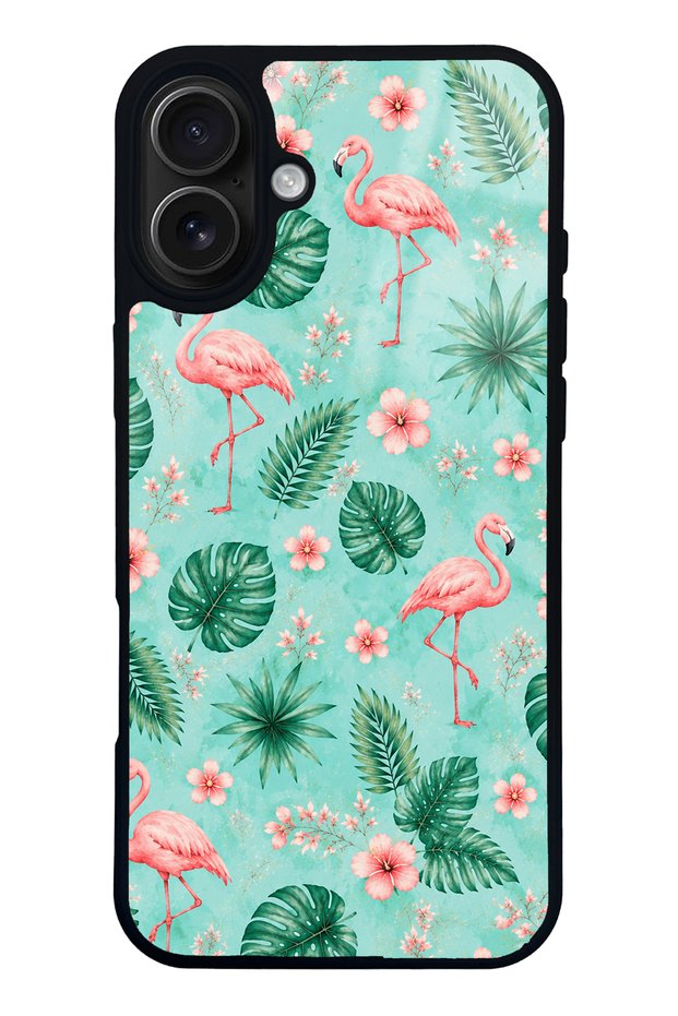iPhone 16 Plus Tropical Flamingo Design Glossy Phone Case