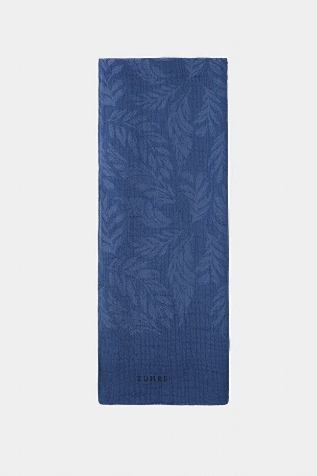 Leaf Patterned Night Blue Shawl 0054