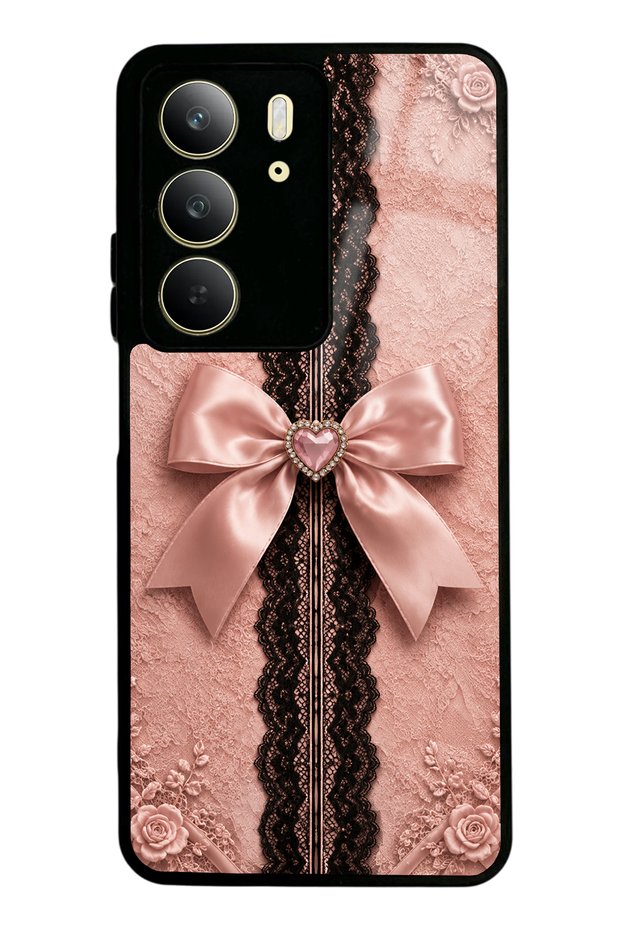 Realme C75 Glossy Phone Case with Pink Lace Bow Design