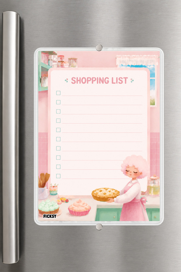Shopping List - A5 - Magnetic - Pvc - Refrigerator Note Holder & Desktop - Summer Erase - Planner