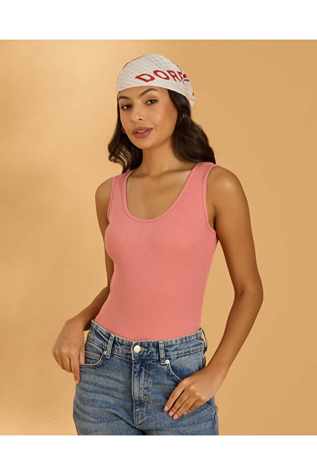 Women Pink Ribbed Vest
