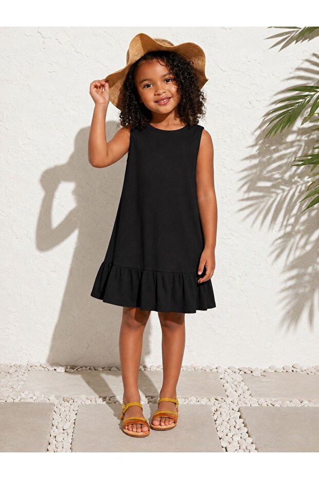 Girl's Skirt Ruffle Plain Dress