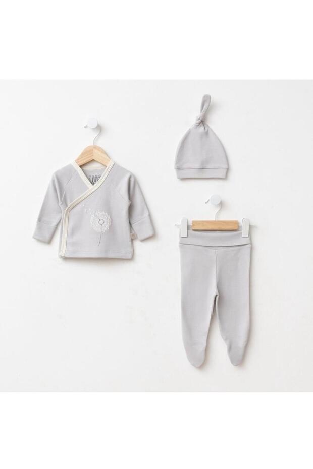 Embossed Printed Set of 3 Gray