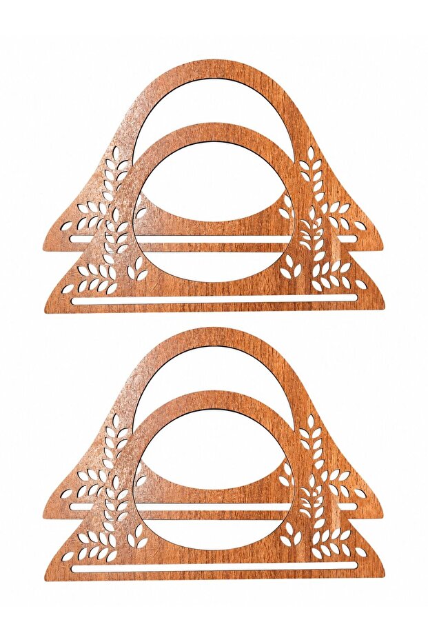 Wooden 3 mm Mdf Bag Handle Oak (2 Pairs) (25 X 13) cm