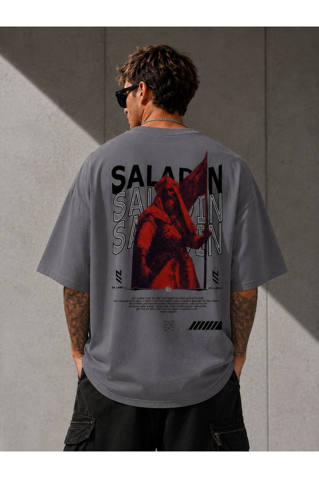 Selahaddin Eyyubi Themed Oversize Unisex T-Shirt | Historical and Islamic Design Printed T-Shirt