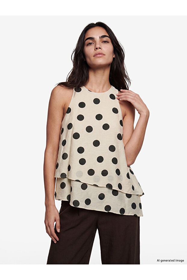 Nevavm Oval Collar Polka Dot Blouse with a Difference