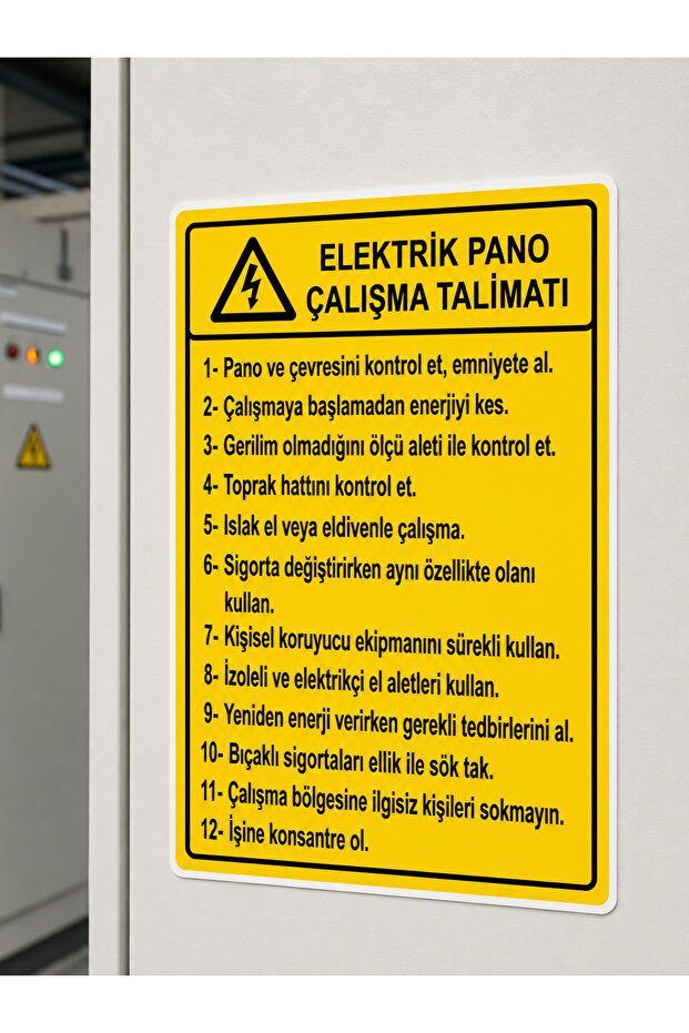 لوحة تحذيرية لتعليمات العمل على لوحة التحكم الكهربائية، لوحة تحذيرية من PVC مقاس 25 × 35 سم، طباعة بالأشعة فوق البنفسجية، سهلة التركيب