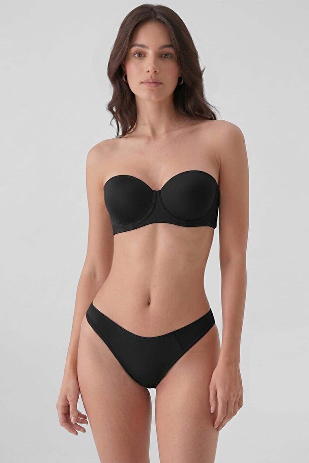 Egyptian Women's Strapless Bra with Removable Straps Black