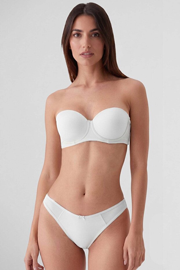 Egyptian Women's Supportive Strapless Bra with Removable Straps White