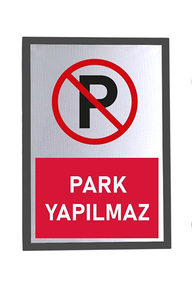 Metal Silver 14X20 cm Adhesive Red No Parking Warning Prohibition Sign Signboard