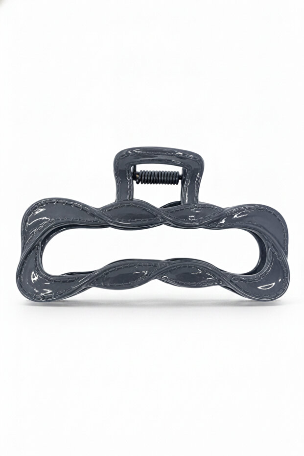 Stylish Wavy Design Shiny Dark Gray Hair Claw Clip