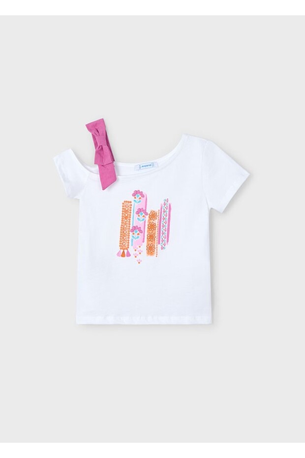 3011 Girl's Pink Strap Detailed Tshirt
