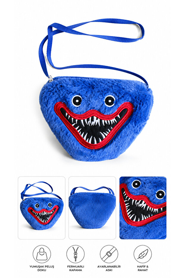 Plush Bag Toy with Zipper and Strap
