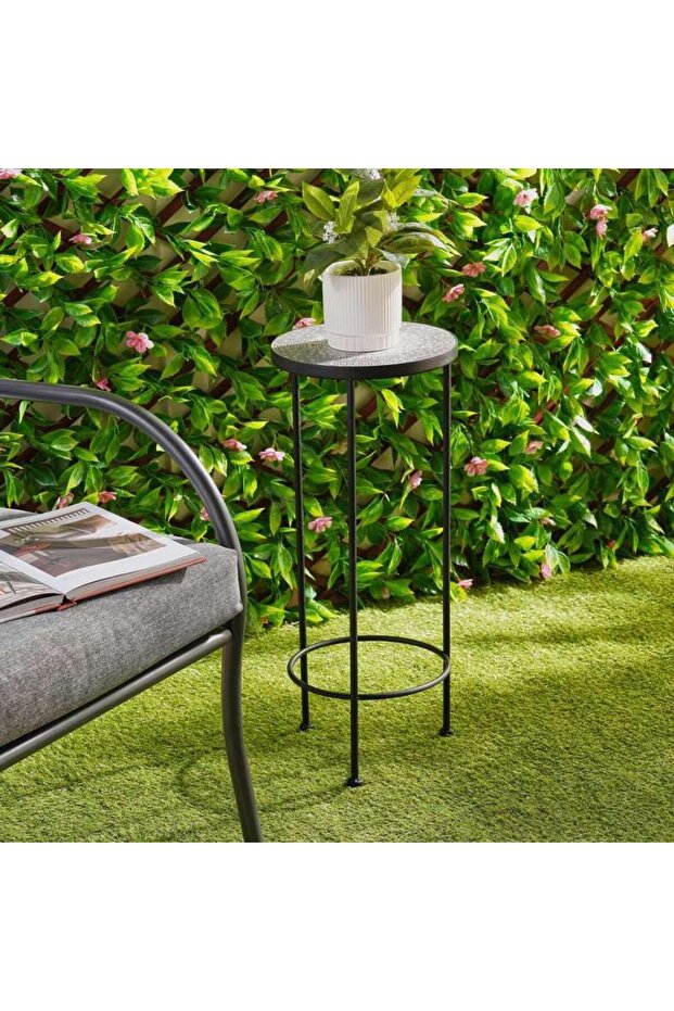 Inferno Round Metal Planter Stand 25x25x60cm - Black
