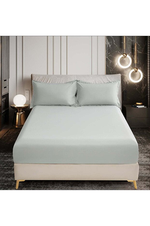 Bedding Fitted Sheet - Fits 120x200 Cm For Twin Bed 2 Pcs (1 Fitted Sheet and 1 Pillowcase) - 30 Cm Deep Pocket - Solid Bed Sheet
