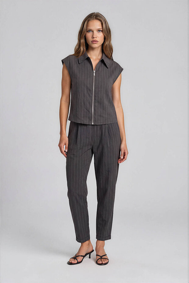 Patterned Elastic Waist Trousers - 2