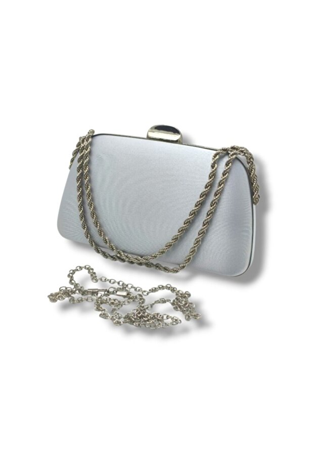 Varol 760-26 Satin Glitter Steel Case Evening Dress Bag