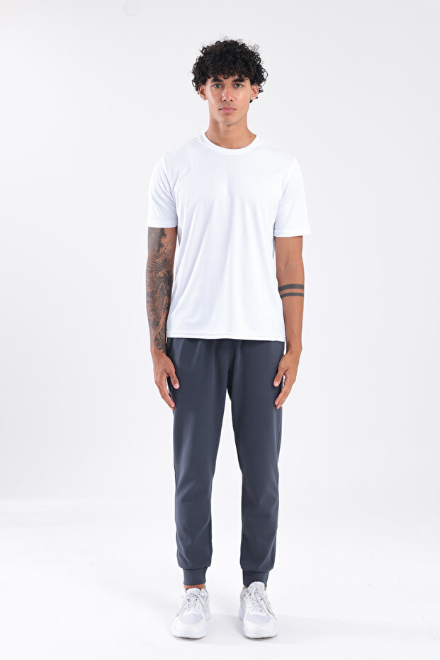 Modal Blend Soft Textured Men's Jogger Sweatpants with Contrast Piping Detail