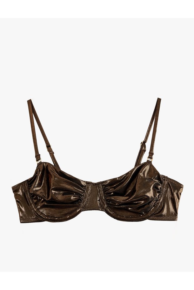 Heart Neckline Underwire Shiny Bikini Top