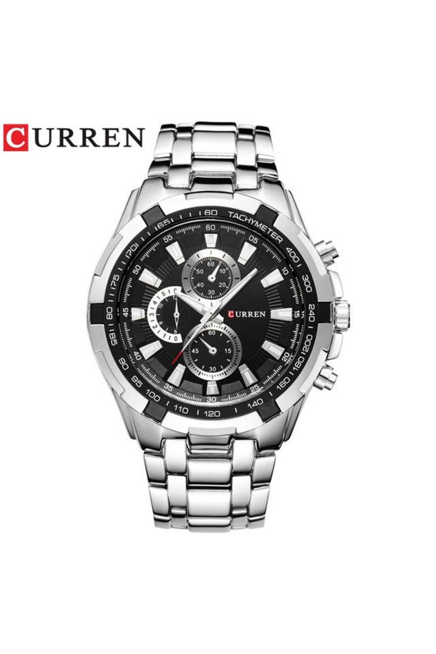 Curren 8023 Silver Black CURREN Fashion Large Dial Leisure Business Watch Men's Quartz Waterproof Wr