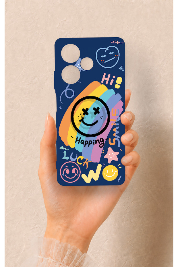 Infinix Hot 30 Compatible Happing Smile Patterned Silicone Case