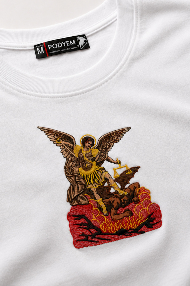 Saint Michael vs Devil Nakışlı Oversize Tshirt